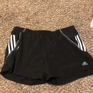 Black and white adidas athletic shorts